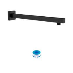 Wall Mounted Shower Arm With Flange, For Rain Shower Heads - Matte Black