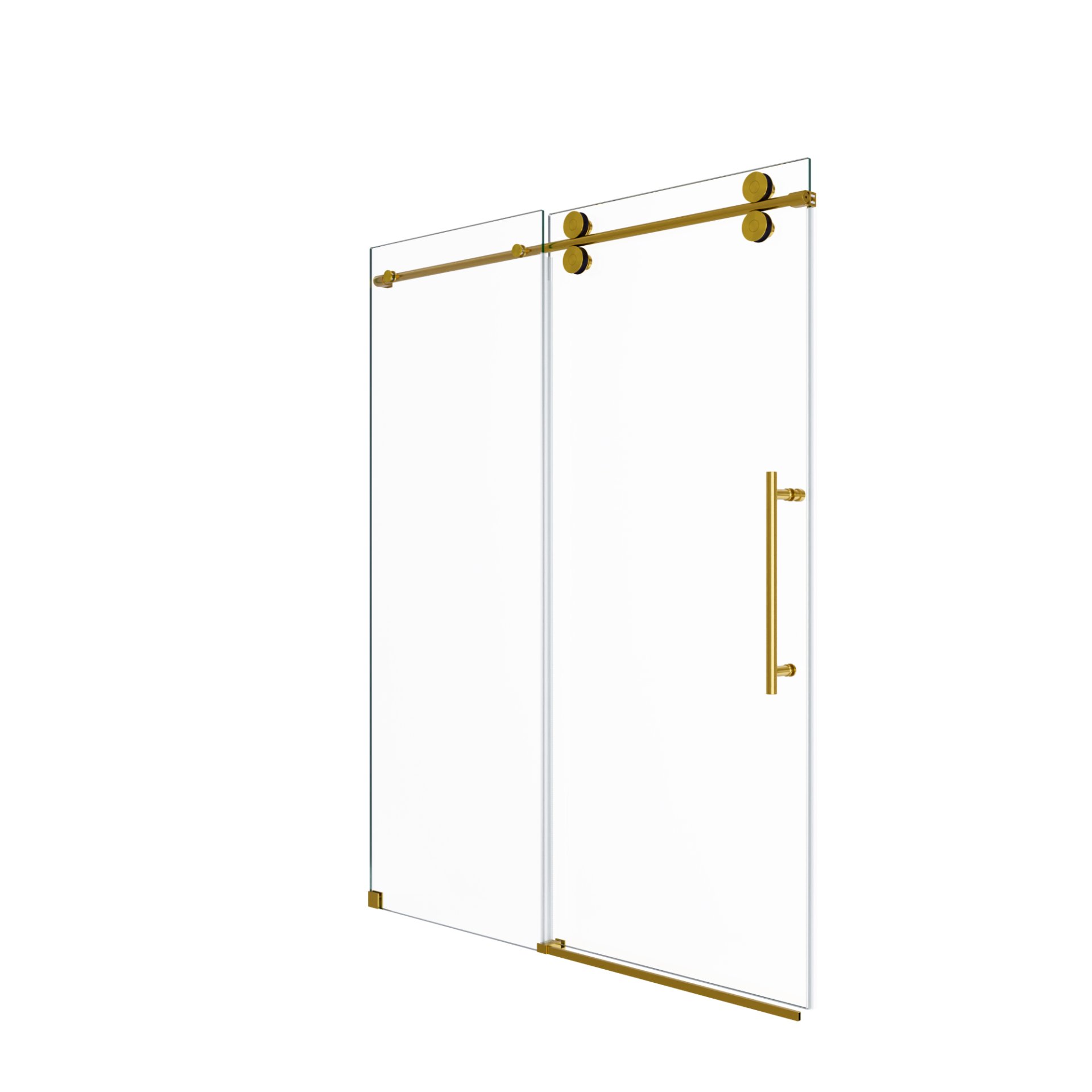 Frameless Single Sliding Shower Door With Bypass Design And 5 / 16" Clear Tempered Glass - Brushed Gold - Image 14