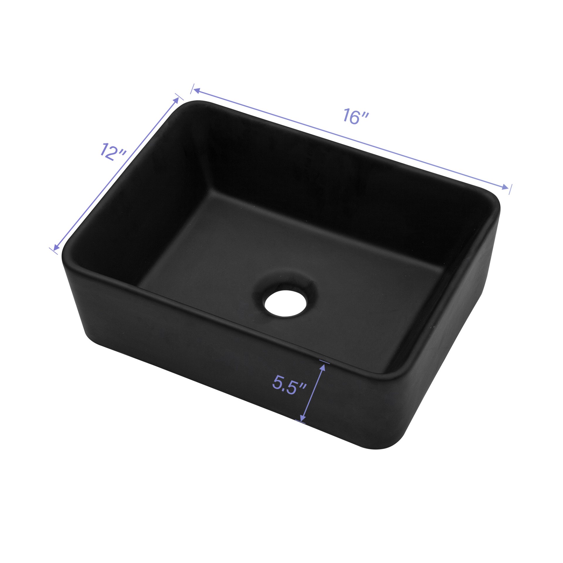 Rectangular Vessel Bathroom Sink - Matte Black - Image 3