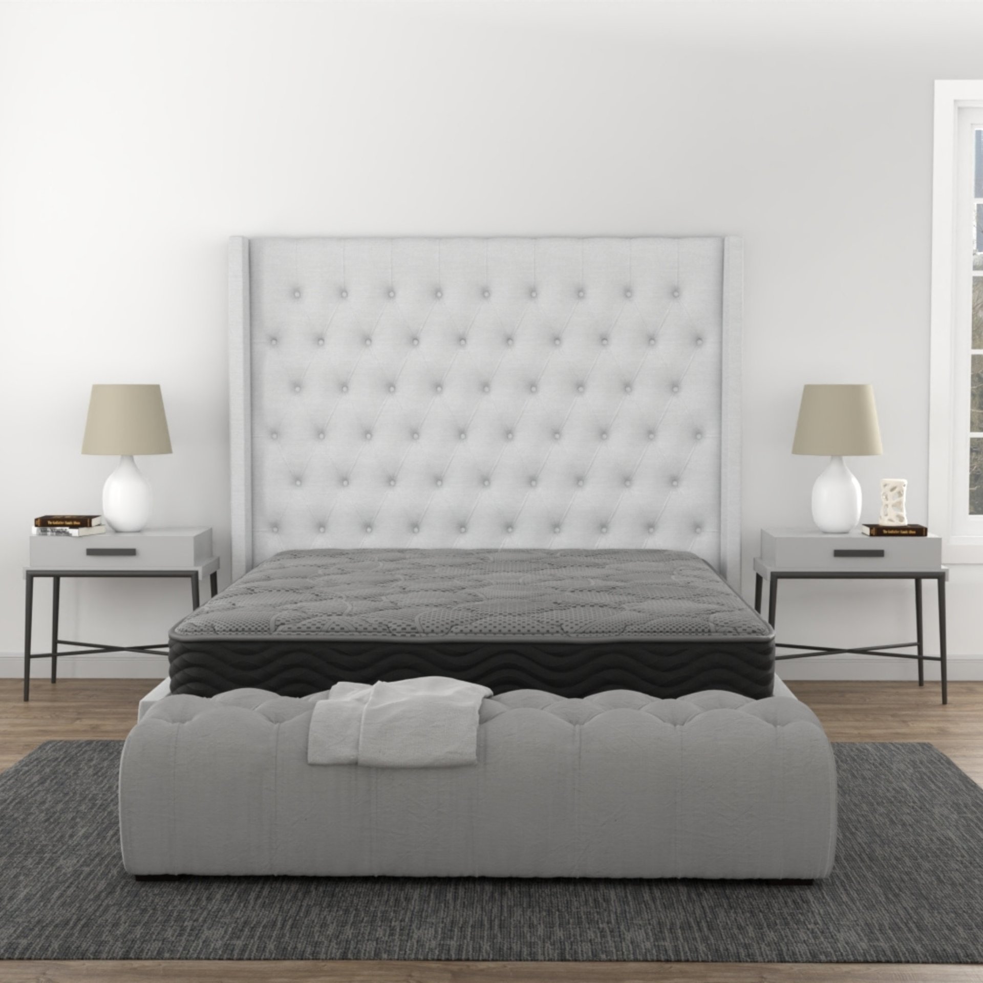 CS Hybrid - 8" Queen Pocket Coil Mattress - Black / Gray - Image 9