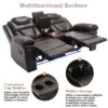 3 Pieces Recliner Sofa Sets Home Theater Seating Manual Recliner Chair With Center Console And Led Light Strip For Living Room - Brown - Image 7