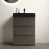 Alice - 24" Bathroom Vanity With Sink, Large Storage Freestanding Bathroom Vanity For Modern Bathroom, One-Piece Black Sink Basin Without Drain And Faucet - Black / Gray - Image 2