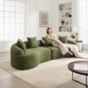 4 Seater Sofa With Chenille Fabric, 30D, 60 Hardness Full Sponge, 4 Pillow For Living Room, Home Furniture Sleeper Sectional Sofa For Apartment - Green - Image 34