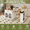 Expandable Kitchen Island With Dining Table - White - Image 10