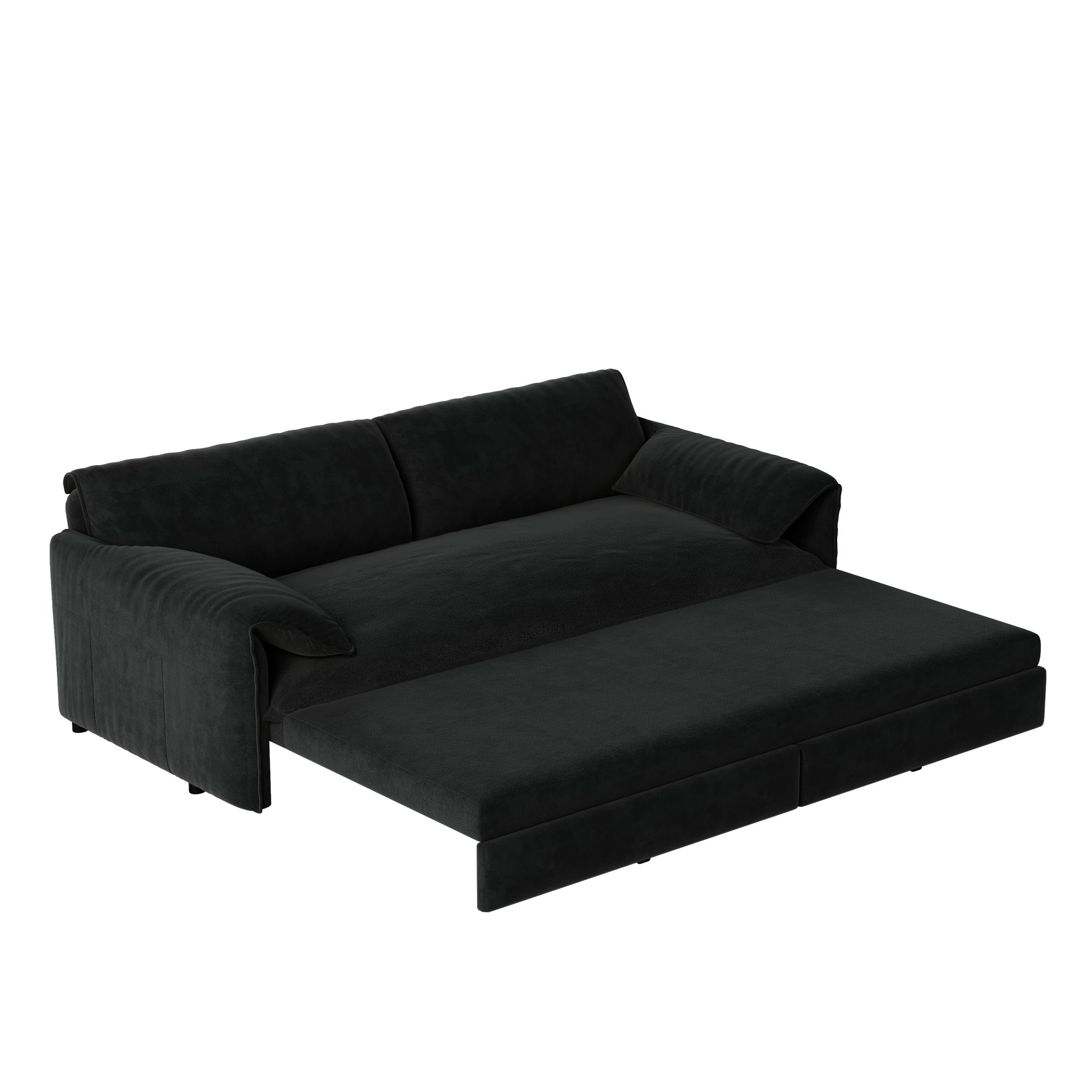 Queen Pull Out Sofa Bed, 3 In 1 Convertible Sleeper Sofa With Side Storage - Black - Image 11