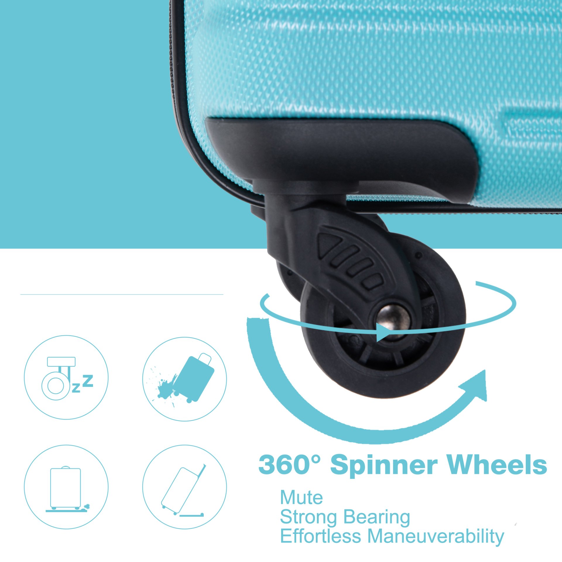 Expandable 3 Piece Luggage Sets Pc Lightweight & Durable Suitcase With Two Hooks, Spinner Wheels, Tsa Lock, (21/25/29) - Aqua Blue - Image 6