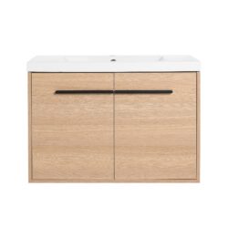 Bathroom Vanity With Resin Countertop Sink, 30" 2 Doors Cabinet Set - Oak