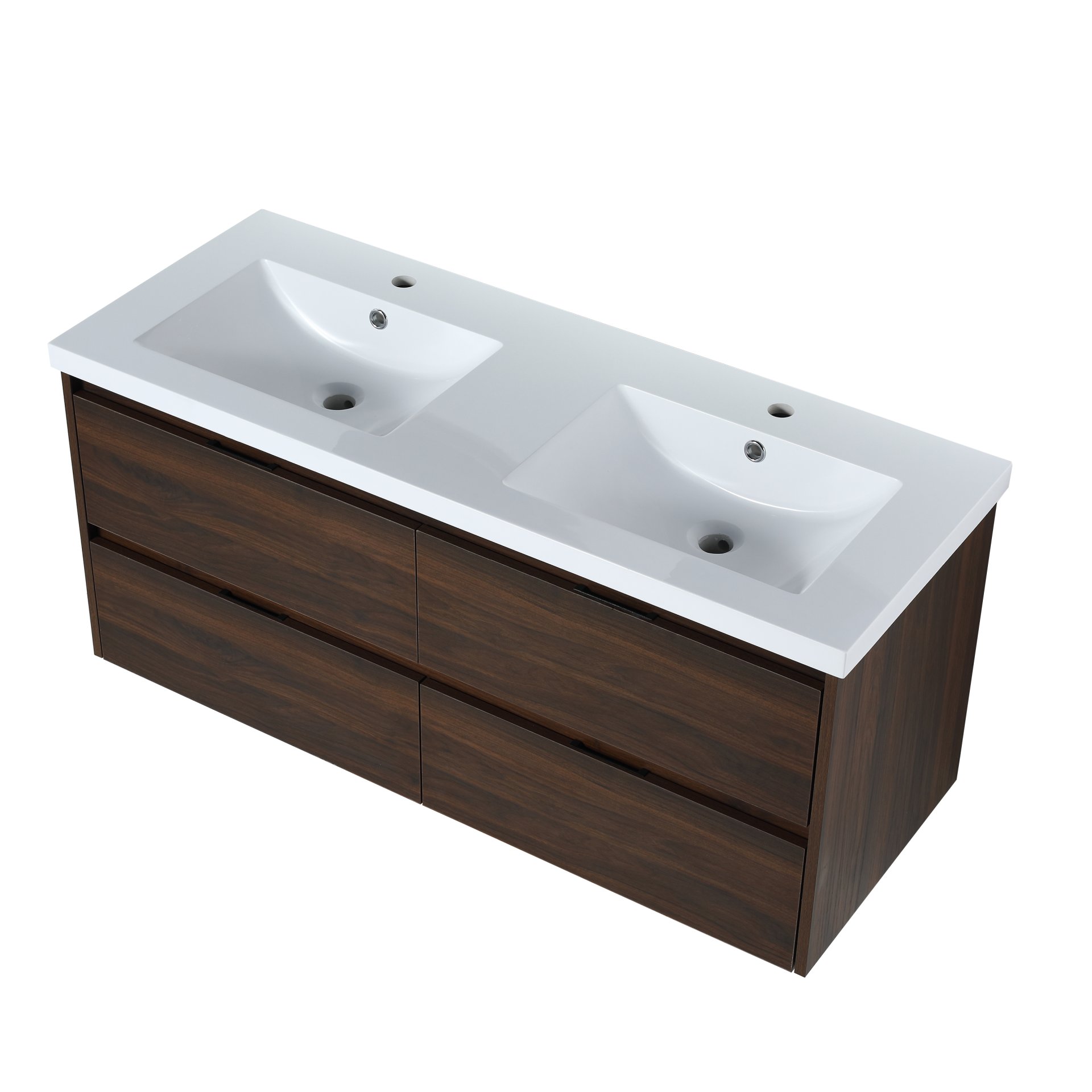 Modern Bathroom Vanity With Dual Resin Sink, Soft Close Drawers - California Walnut - Image 19