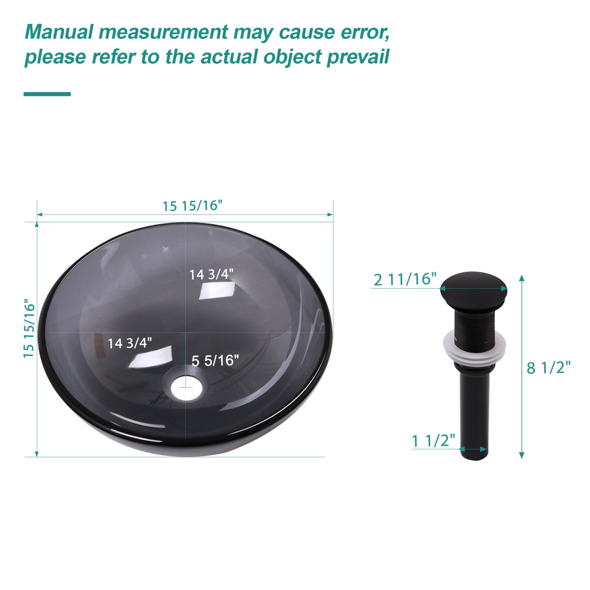 Artistic Vessel Sink With Pop Up Drain, Smooth Rounded Edges - Gray - Image 3