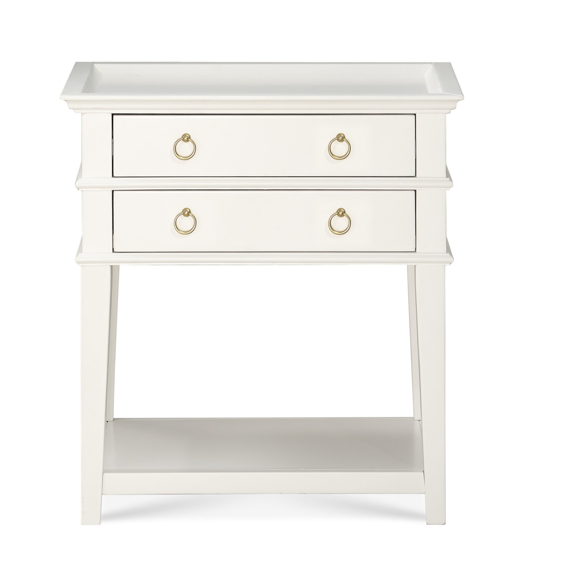 Carmona - 2 Drawer Tray Top Nightstand Ring Pulls - White - Image 7