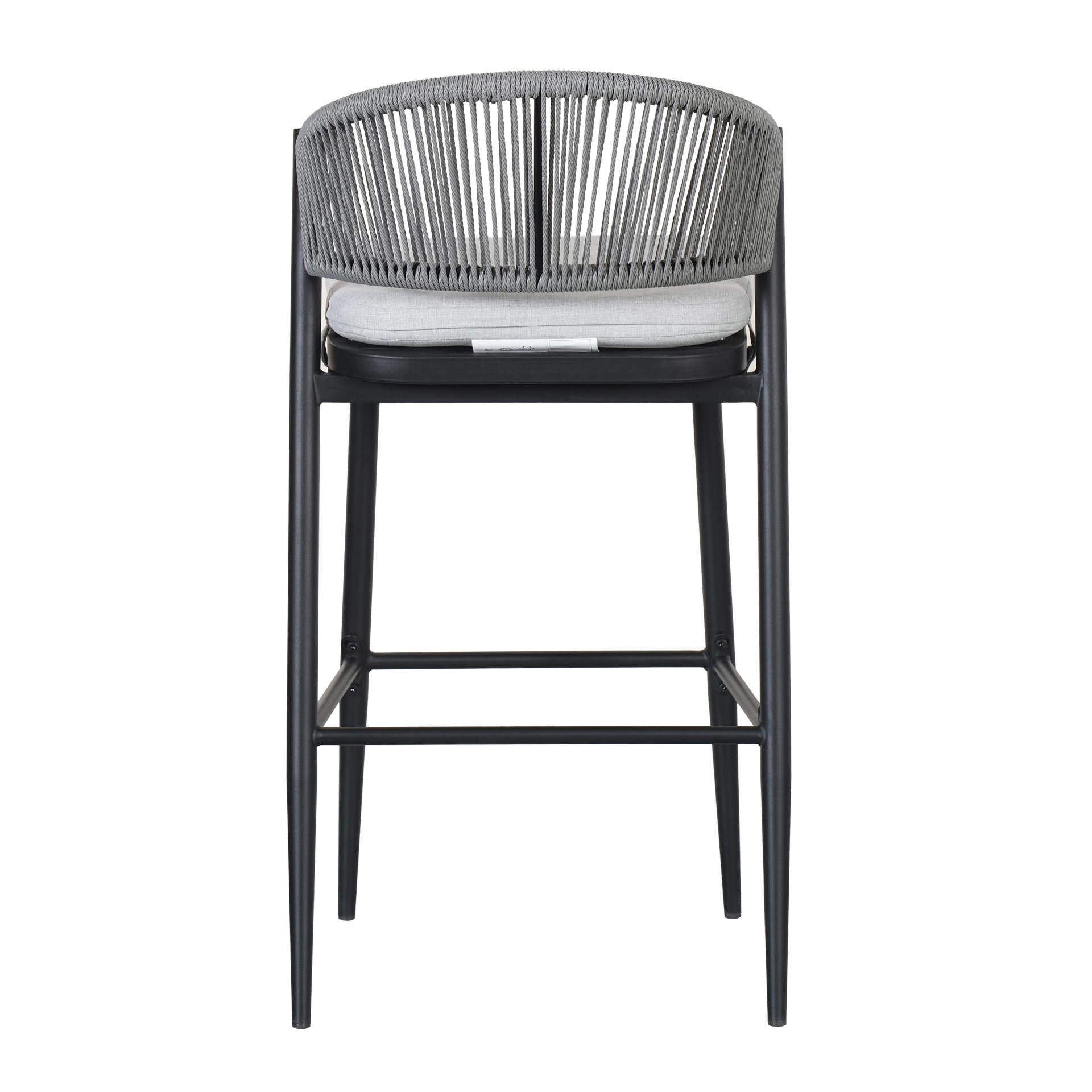 Outdoor Bar Height Metal Frame Counter Stools With Scallop Shaped Backrest & Water Resistant Cushions (Set of 2) - Matte Black - Image 17
