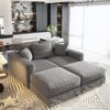 3 Seat Sofa, Deep Seat Couches With Soft Pillows And 2 Ottomans, Convertible Sofa Lounge Chair, For Living Room - Gray - Image 19