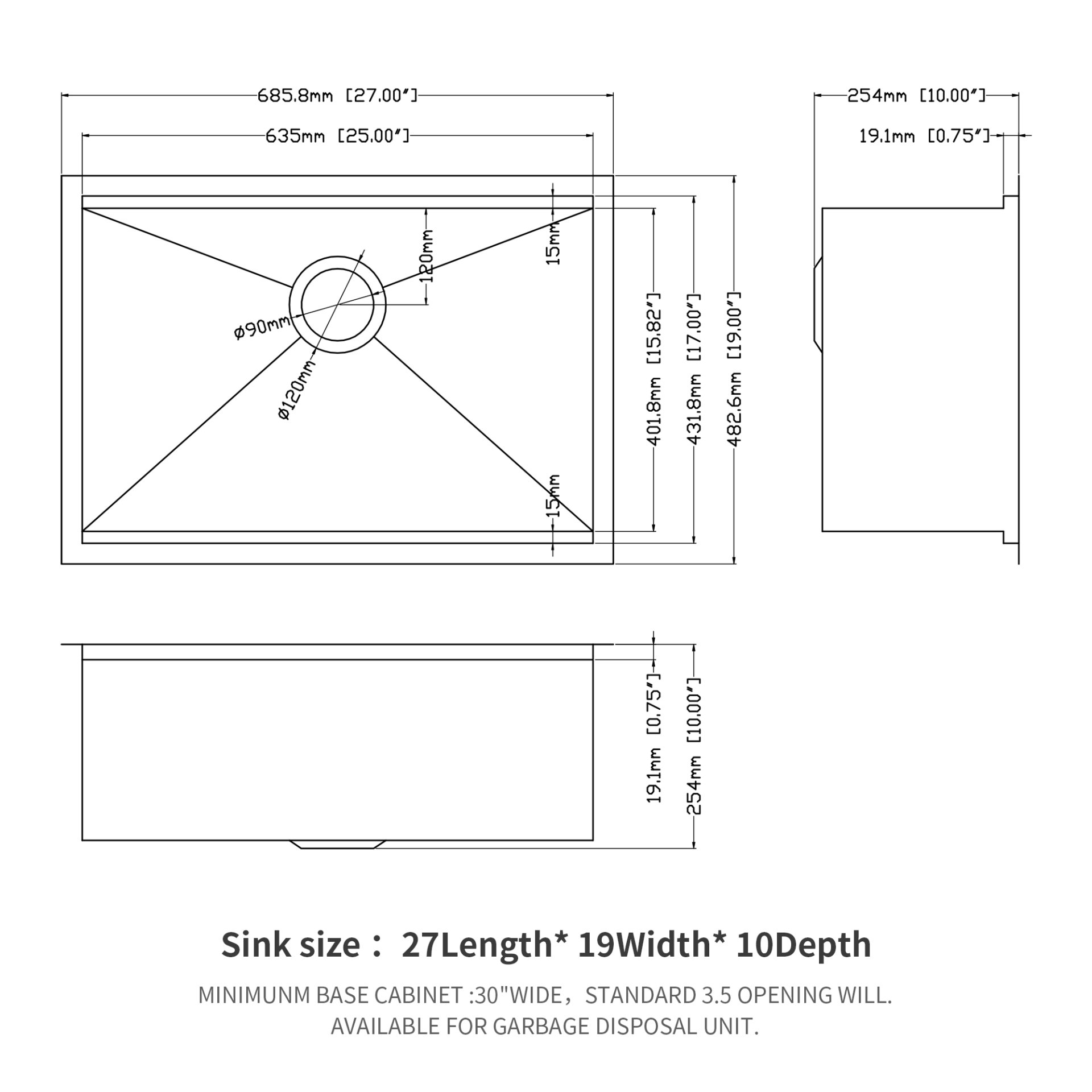 27" X 19" X 10" Undermount Workstation Kitchen Sink With Single Bowl And Accessories, - Brushed Nickel - Image 3