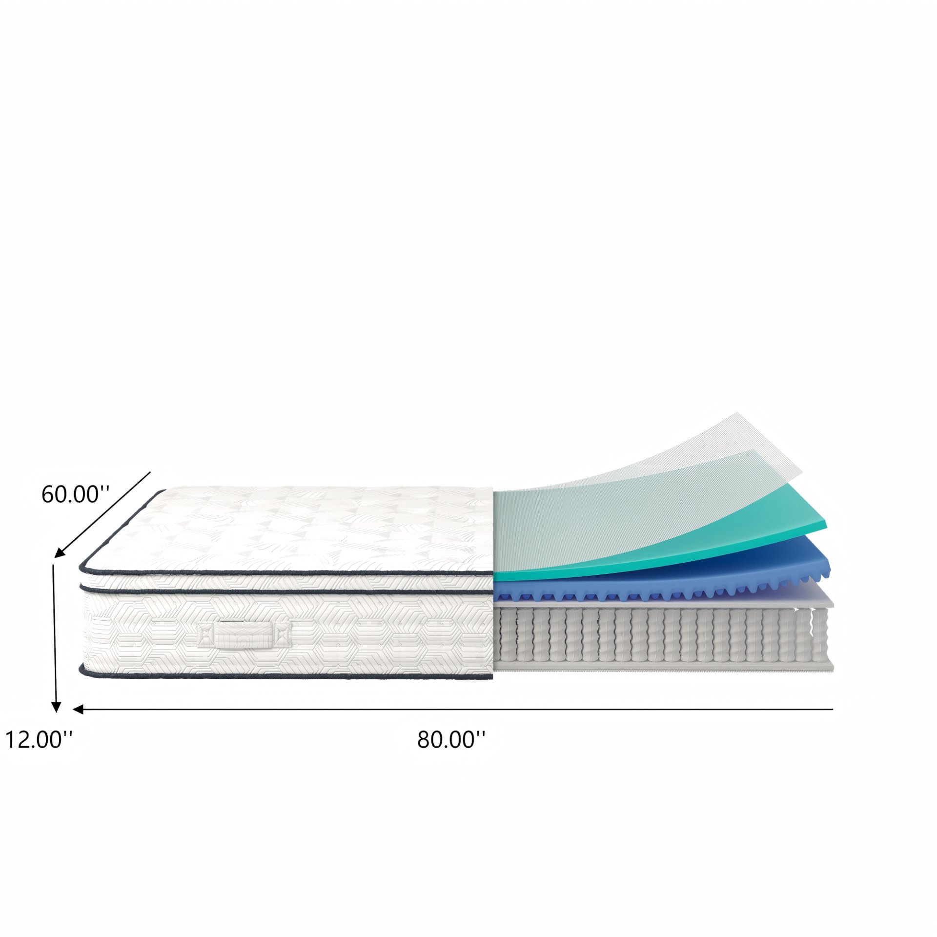 12'' Queen Hybrid Mattress With Pocket Springs And Memory Foam, Medium Firm Support - White - Image 3