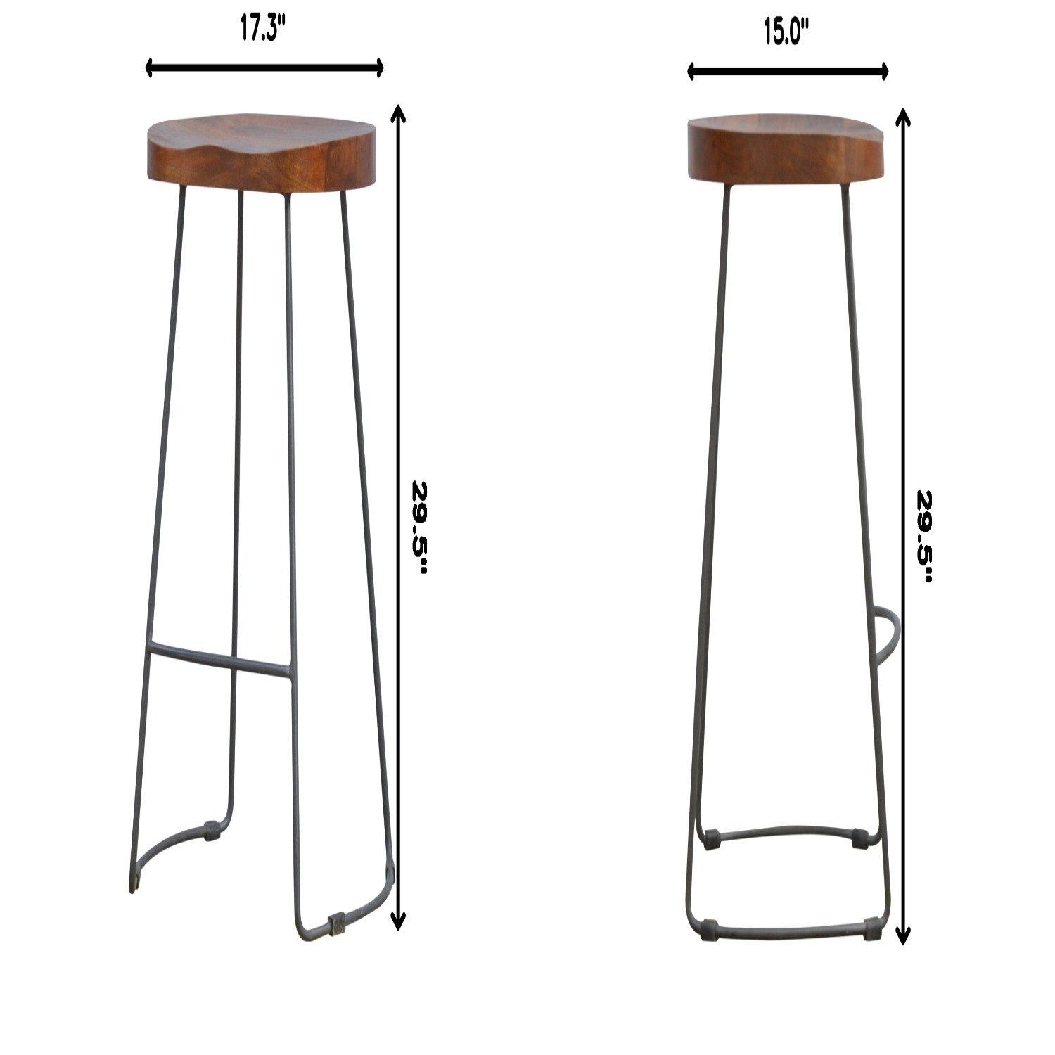 Industrial Chunky Bar Stool - Chestnut - Image 3