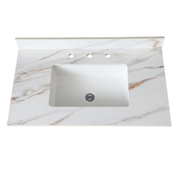 Vanity Top, Sintered Stone - Carrara White With Veins