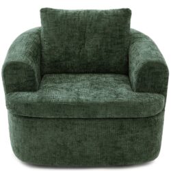 360° Swivel Accent Barrel Chair With Dual Layer Cushion, Round Seating For Living Room - Green