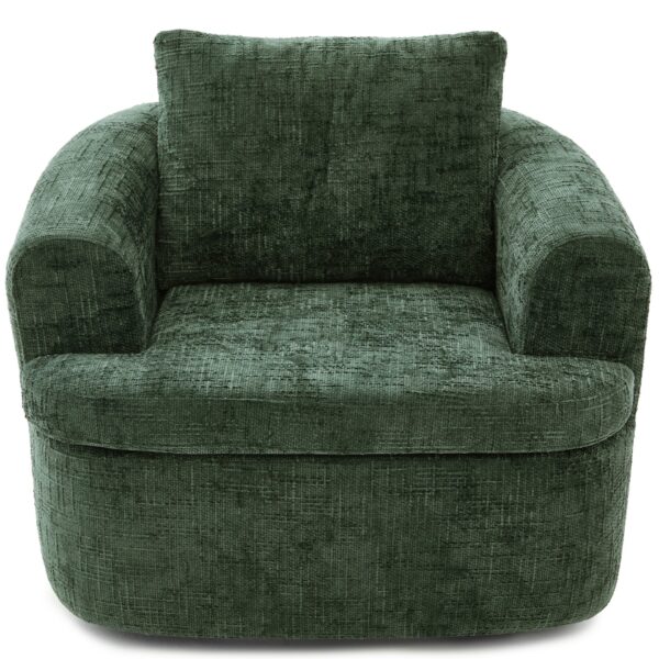 360° Swivel Accent Barrel Chair With Dual Layer Cushion, Round Seating For Living Room - Green