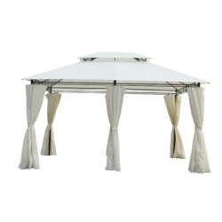 13 X 10 Outdoor Patio Gazebo Tent With Ventilated Double Roof And Sidewall (Detachable Curtains On All Sides), For Lawn, Garden, Backyard, And Deck - Beige