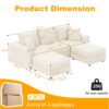 3 Seat Sofa, Deep Seat Couches With Soft Pillows And 2 Ottomans, Convertible Sofa Lounge Chair, For Living Room - Beige - Image 19