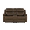 Brenda - Console Reclining Loveseat With Manual Recline Function - Brown - Image 4