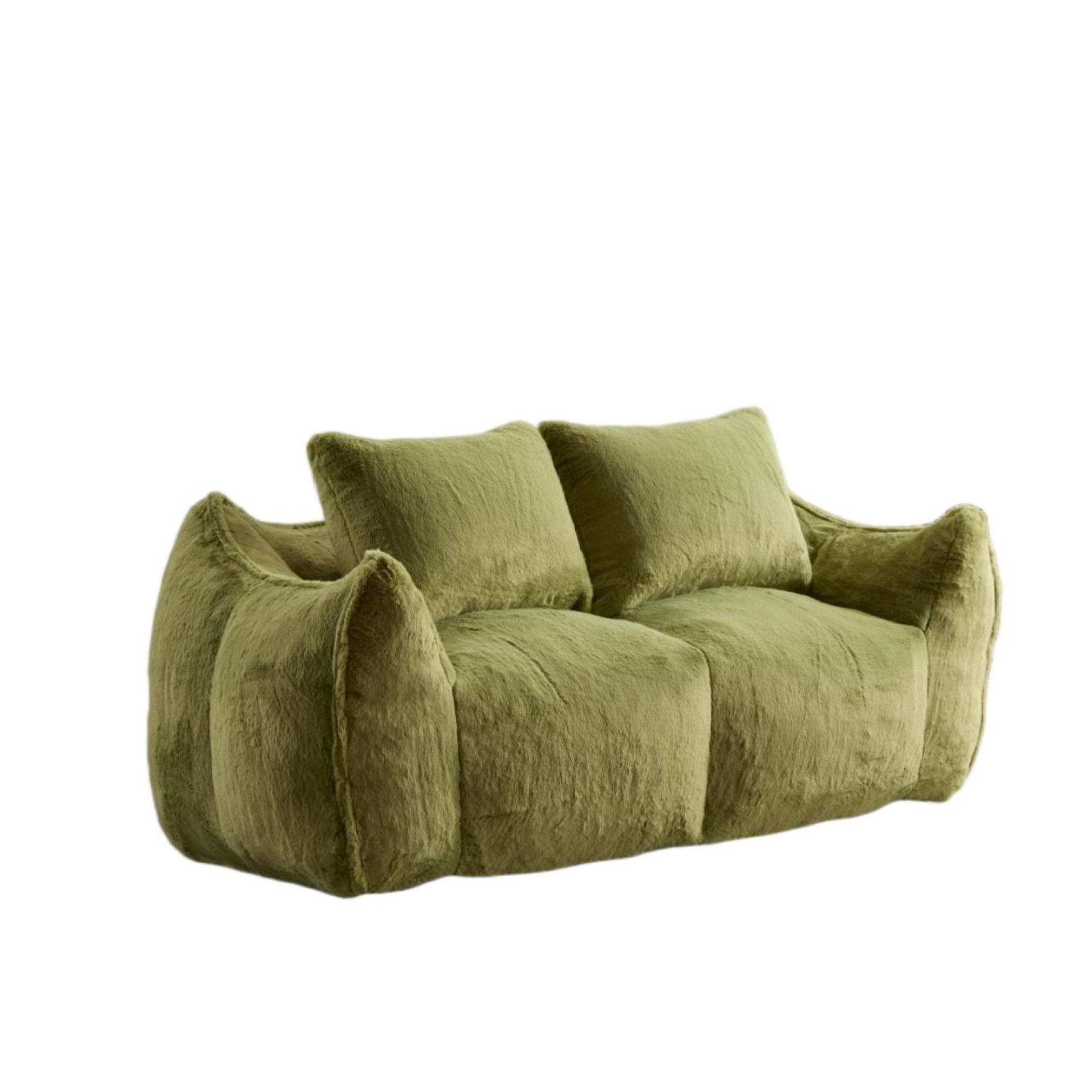 Giant Bean Bag Couch, Ultra Soft Fluffy Loveseat For Living Room Reading Chair With Pillows - Green - Image 13