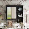 Wall Mounted Bathroom Storage Cabinet, Medicine Cabinets With Large Mirror Door, Adjustable Shelves And Three Open Storage Levels(Not Include Bathroom Vanity) - Black - Image 18