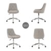 Modern Teddy Fleece Fabric Dining Chair With Chrome Legs, Soft And Comfortable - Gray - Image 9