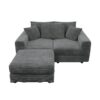3 Seat Sofa, Deep Seat Couches With Soft Pillows And 1 Ottomans, Convertible Sofa Lounge Chair, For Living Room - Gray - Image 10