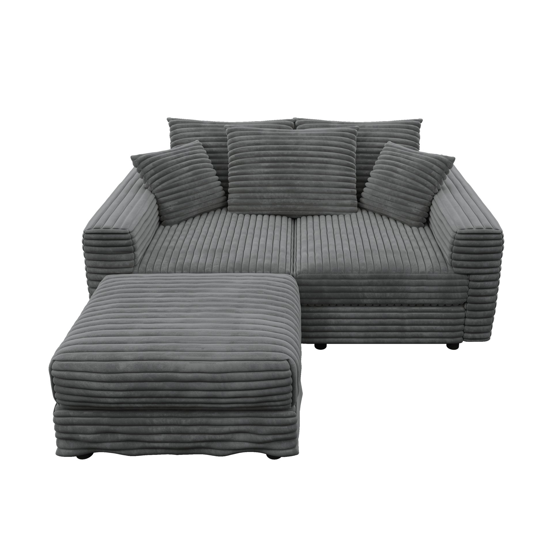 3 Seat Sofa, Deep Seat Couches With Soft Pillows And 1 Ottomans, Convertible Sofa Lounge Chair, For Living Room - Gray - Image 10