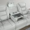 3 Piece Power Sofa Set With Recliner, USB LED Headrest, Bookshelf Arms, Drop Down Table And Storage Frame - Grey - Image 4