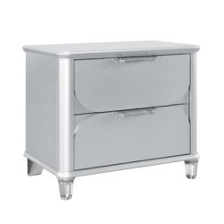 Laura - Nightstand With Sleek Frame And Fronts - Silver