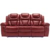 3 Pieces Recliner Sofa Sets Home Theater Seating Manual Recliner Chair With Center Console And Led Light Strip For Living Room - Wind Red - Image 12