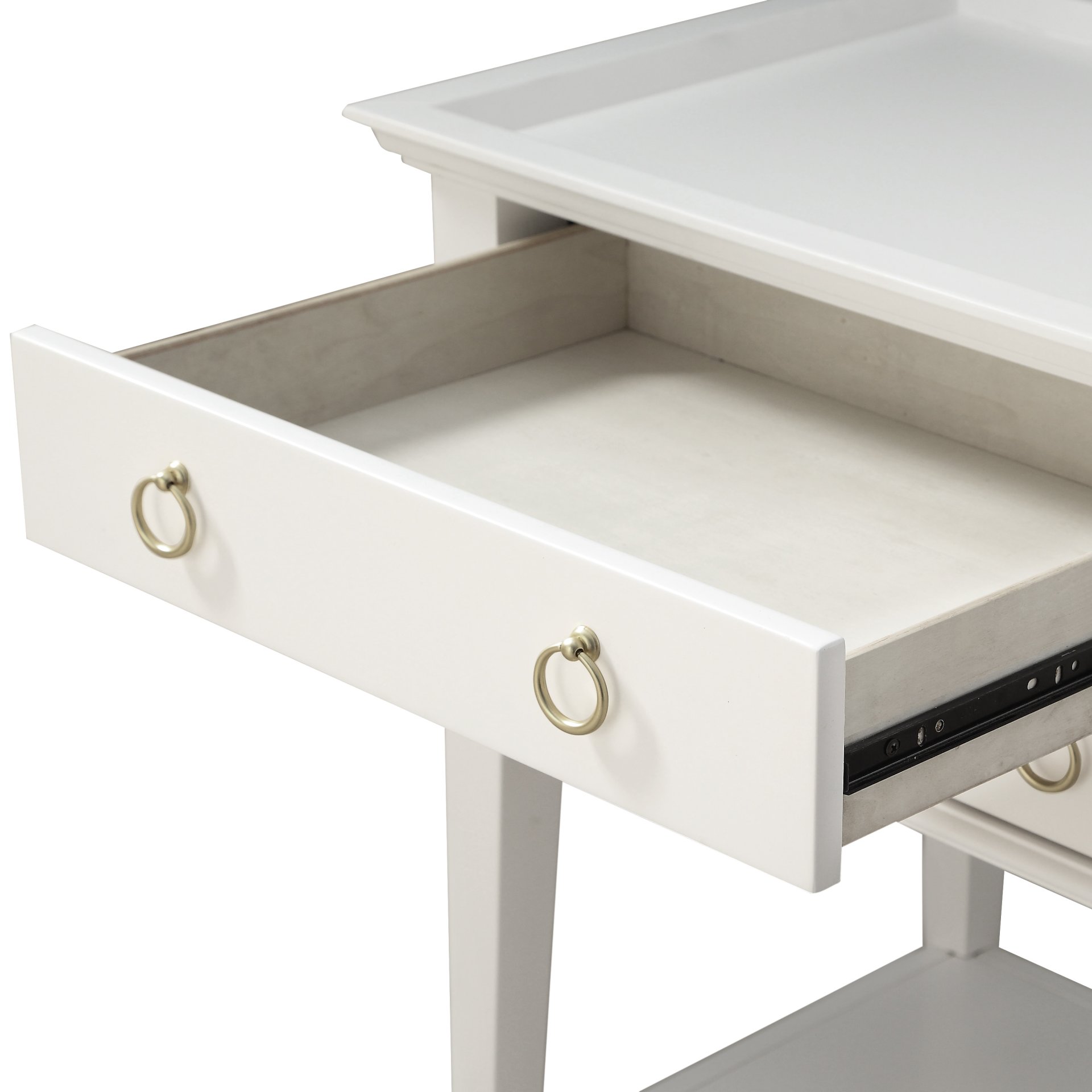 Carmona - 2 Drawer Tray Top Nightstand Ring Pulls - White - Image 5