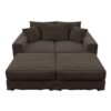 3 Seat Sofa, Deep Seat Couches With Soft Pillows And 2 Ottomans, Convertible Sofa Lounge Chair, For Living Room - Camel - Image 19