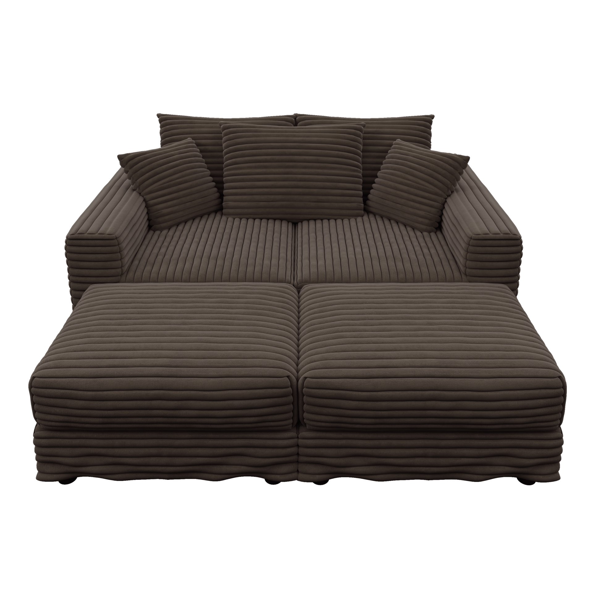 3 Seat Sofa, Deep Seat Couches With Soft Pillows And 2 Ottomans, Convertible Sofa Lounge Chair, For Living Room - Camel - Image 19