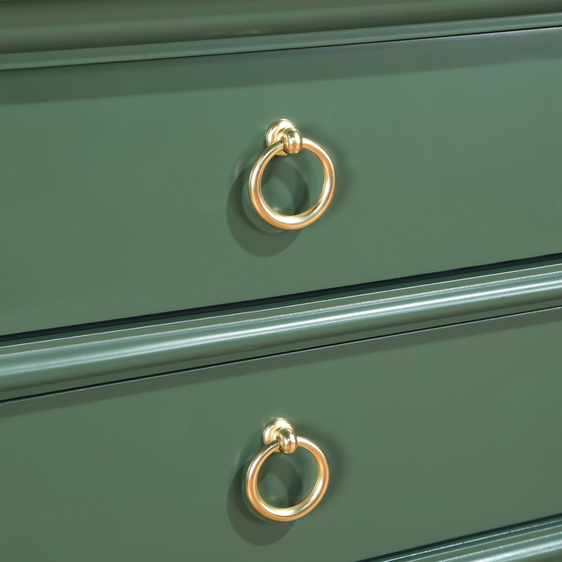 Carmona - 2 Drawer Tray Top Nightstand Ring Pulls - Antique Green - Image 5