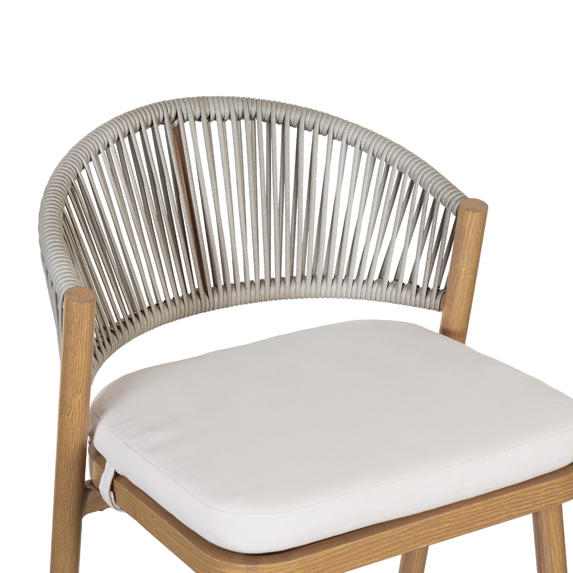 Outdoor Bar Height Aluminum Frame Counter Stools With Scallop Shaped Backrest & Water Resistant Cushions (Set of 2) - Maple - Image 7