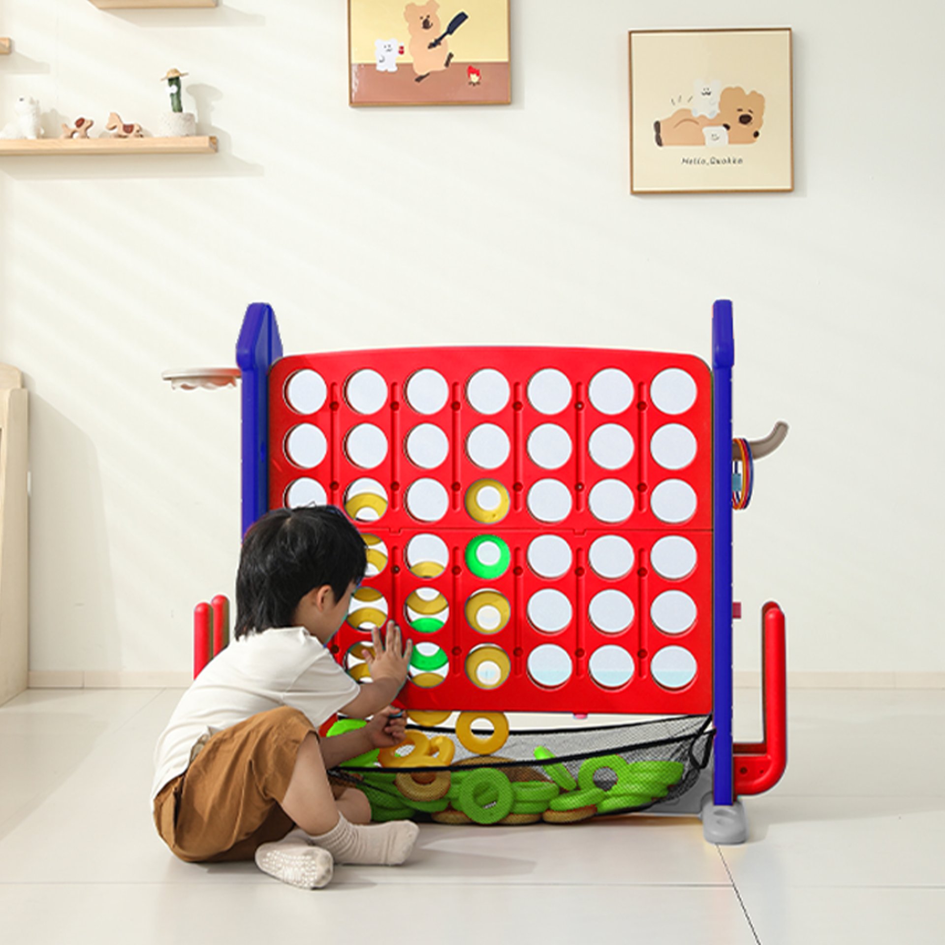4 To Score Giant Game Set With Mesh Bag & Jumbo Connect 4 - Blue / Red - Image 2