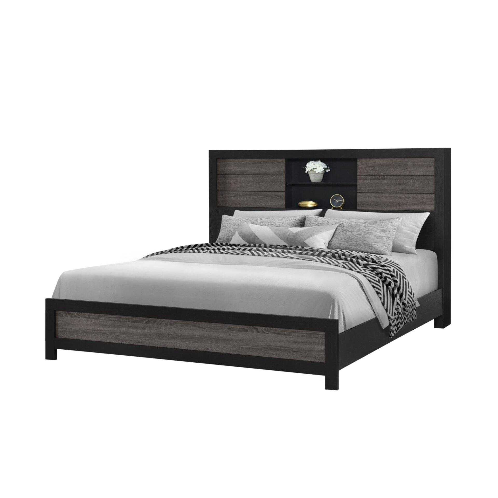Soluto - Bookcase Queen Bed 5 Piece Set - Black / Gray - Image 11