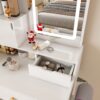 LED Vanity Mirror With Stool, 2 Drawers & 5 Storage Cabinets, Adjustable Lighting Mdf Dressing Table For Bedroom - White - Image 11