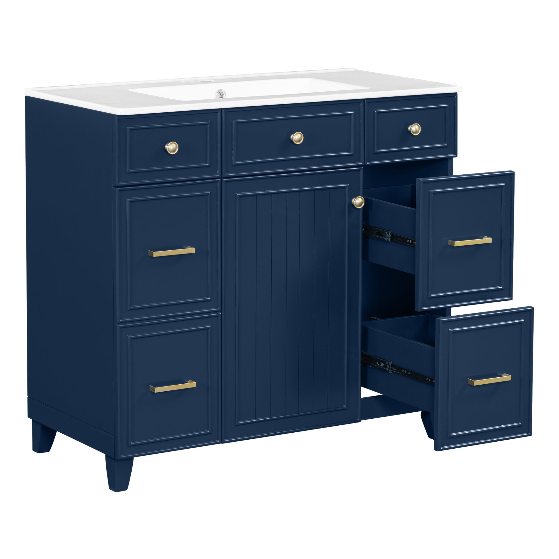 Bathroom Vanity With Sink, Soft Close Doors, Adjustable Shelves - Blue - Image 19