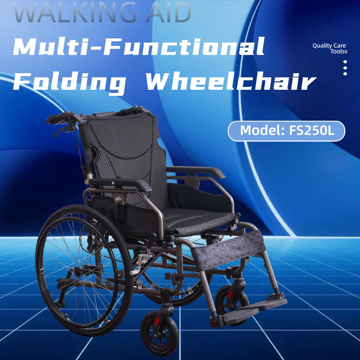 Premium Nursing Folding Wheelchair Frame Double Brakes Adjustable Seat Belt & Breathable Cushion Safe Comfortable Ride With Anti Backflip & Stability Features - Black / Gray - Image 4