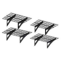 Wall Mounted Shelf For Garage Heavy Duty, Supermarket Storage Shelf (Set of 4) - Black