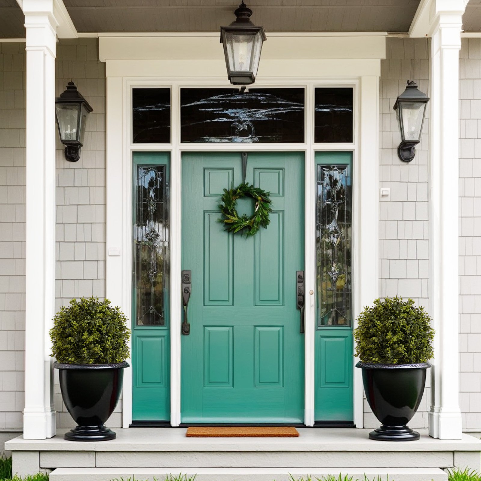 Artificial Ball Topiary Tree Decoration In Pot (Set of 2) - Green - Image 8