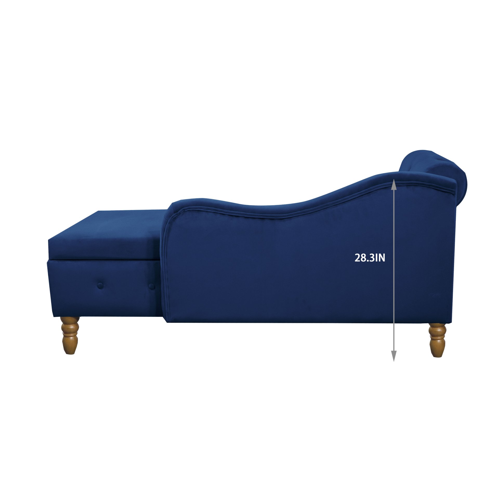 Chaise Lounge Indoor, Velvet Lounge Chair For Bedroom With Storage & Pillow, Modern Upholstered Rolled Arm Chase Lounge For Sleeping With Nailhead Trim For Living Room Bedroom Office - Navy Blue - Image 14