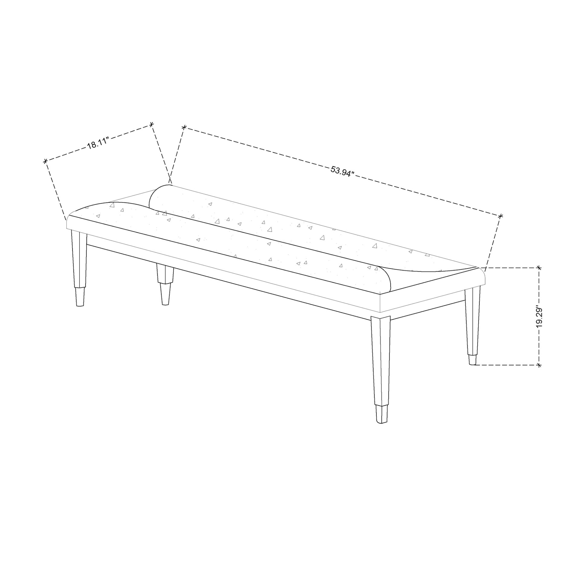 Laura - Bench And Soft Fabric Seating - Silver - Image 3
