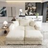 3 Seat Sofa, Deep Seat Couches With Soft Pillows And 2 Ottomans, Convertible Sofa Lounge Chair, For Living Room - Beige - Image 25