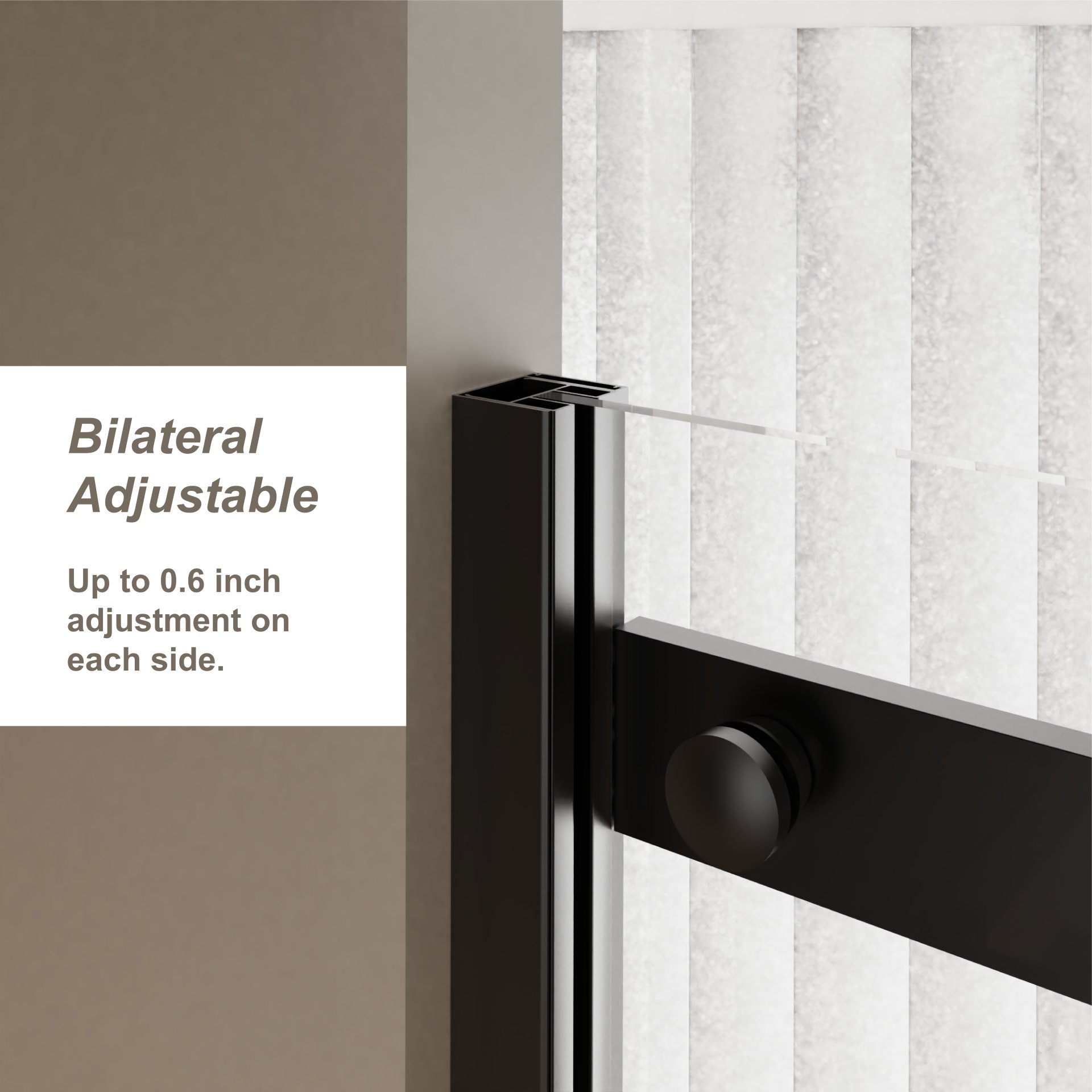 Frameless Shower Door Single Sliding, Clear Tempered Glass Shower Door With Zinc Roller Rail System, Stainless Steel Handle - Black - Image 7