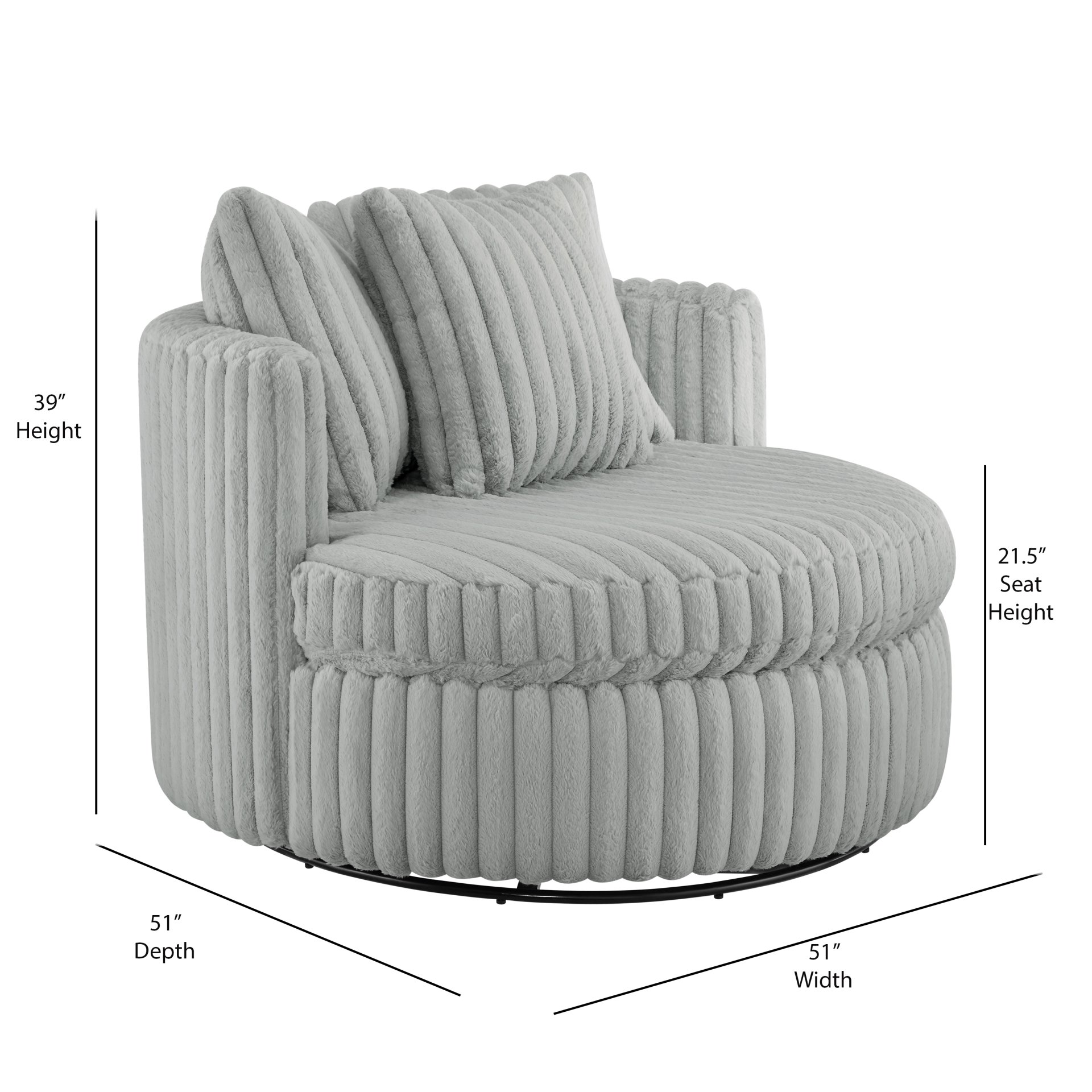 Mindy - Oversized Swivel Barrel Chair - Gray - Image 3